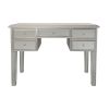 5 Drawer Wooden Console Table with Mirror Inserts, Silver and Gray