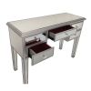 5 Drawer Wooden Console Table with Mirror Inserts, Silver and Gray