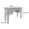 5 Drawer Wooden Console Table with Mirror Inserts, Silver and Gray