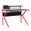 PVC Coated Ergonomic Metal Frame Gaming Desk, Black and Red