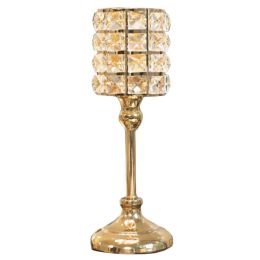 Gold Crystal Cylinder Candle Holders Romantic Candlestick