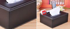 Fashion Upscale Leather Tissue Box Multifunctional Tissue Holders-Black 02