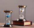 Retro European Style Timer Office Home Ornament Bronze Hourglass 30 Minutes Blue