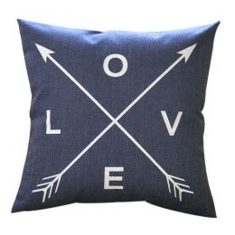 Nordic Geometric Linen Throw Pillow Case Sofa Office Car Pillow Cover White Love