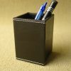 Creative PU Square Desktop Organize Pen Holders Office Supplies, E