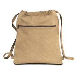 14" Classic Dyed Canvas Drawstring Backpack - Khaki Case Pack 48