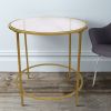 Contemporary Style Round Metal Framed End Table with Glass Top, Gold and Clear