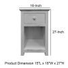 Single Drawer Wooden Side Accent Table with Open Bottom Shelf, White