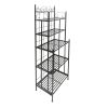 5 Tier Storage Metal Bakers Rack with Scrollwork Top, Gunmetal Gray